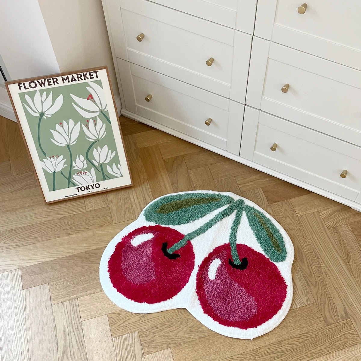 Red and Green Tufted Cherry Rug - TheRugGuy