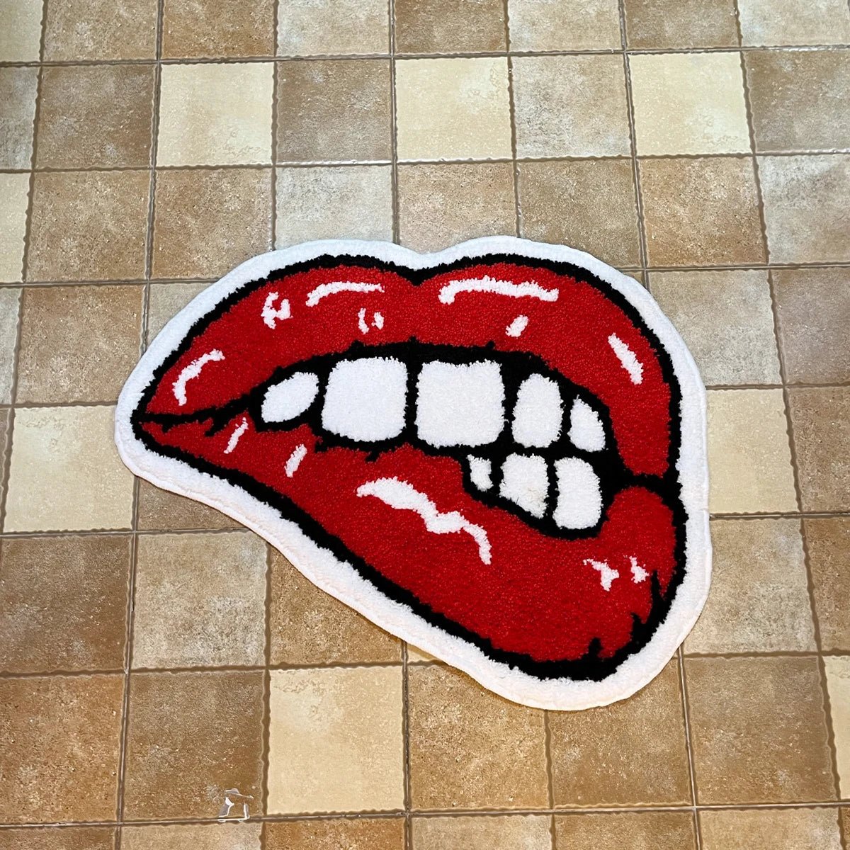 Red and White Tufted "Rolling Stones" Rug - TheRugGuy