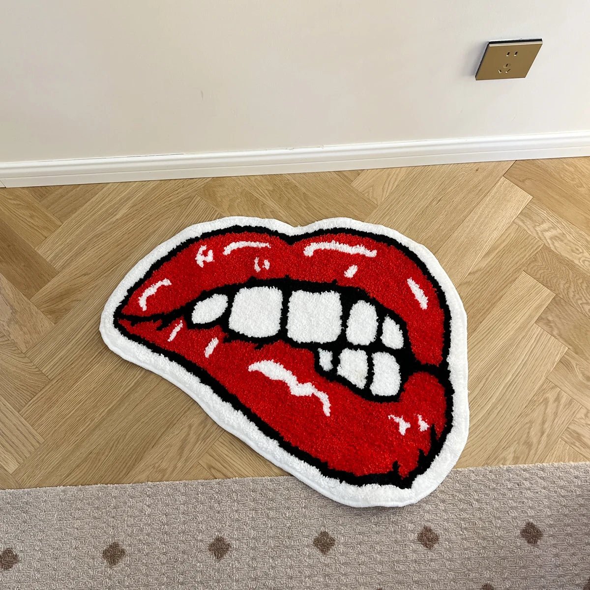 Red and White Tufted "Rolling Stones" Rug - TheRugGuy