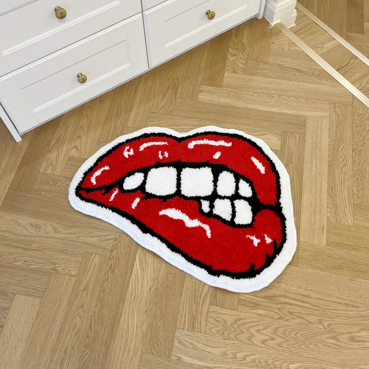 Red and White Tufted "Rolling Stones" Rug - TheRugGuy