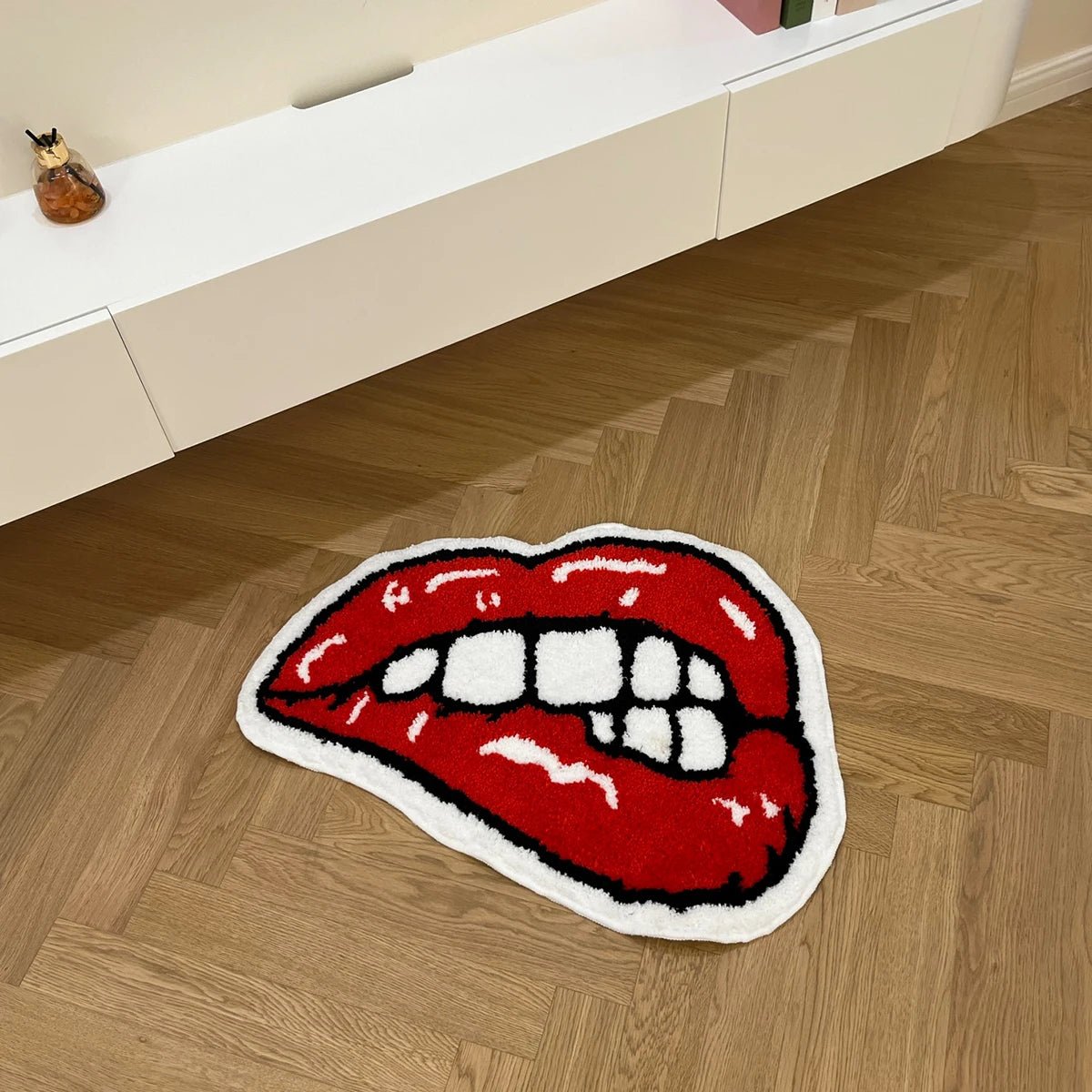 Red and White Tufted "Rolling Stones" Rug - TheRugGuy