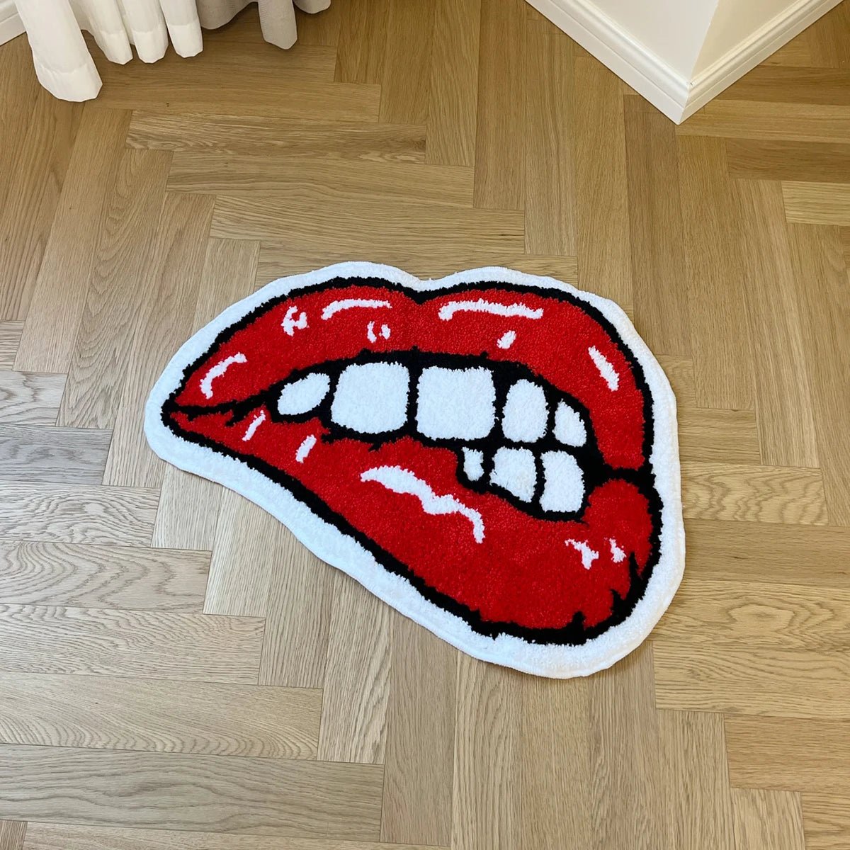 Red and White Tufted "Rolling Stones" Rug - TheRugGuy