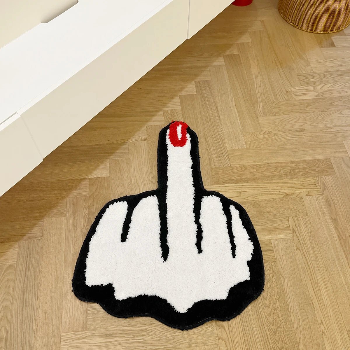 Red Middle Finger Shaped Rug - Teen Bedroom - TheRugGuy