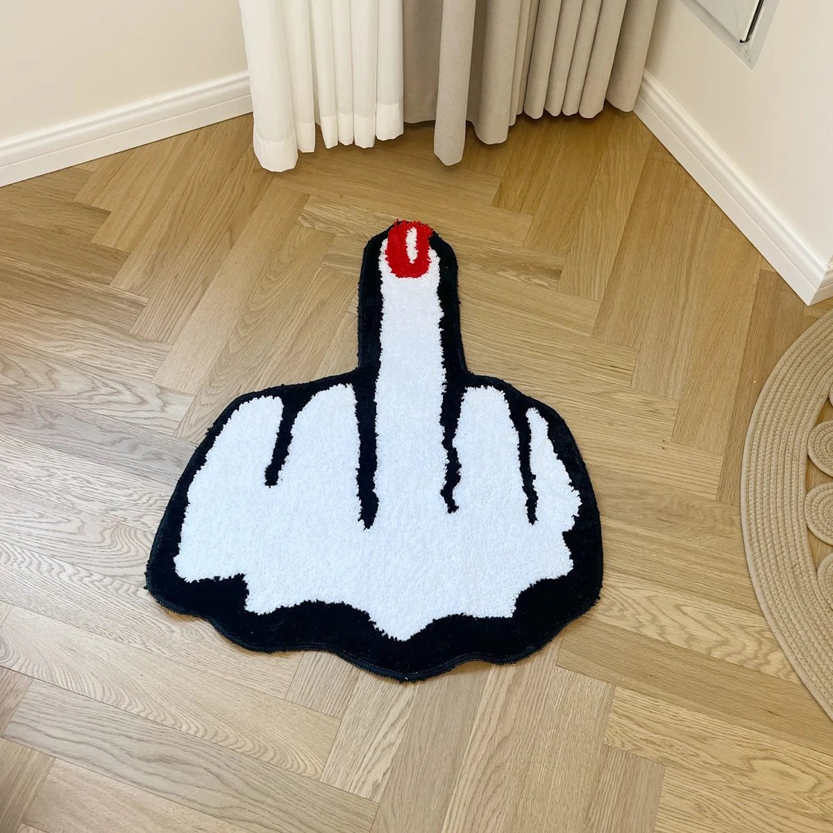 Red Middle Finger Shaped Rug - Teen Bedroom - TheRugGuy