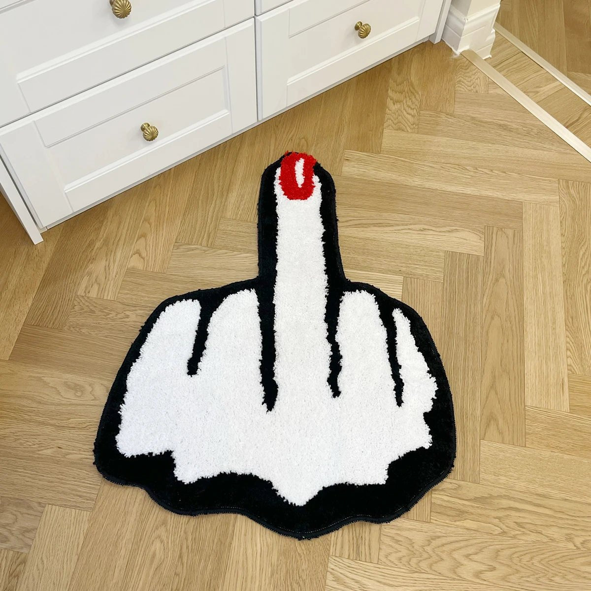 Red Middle Finger Shaped Rug - Teen Bedroom - TheRugGuy