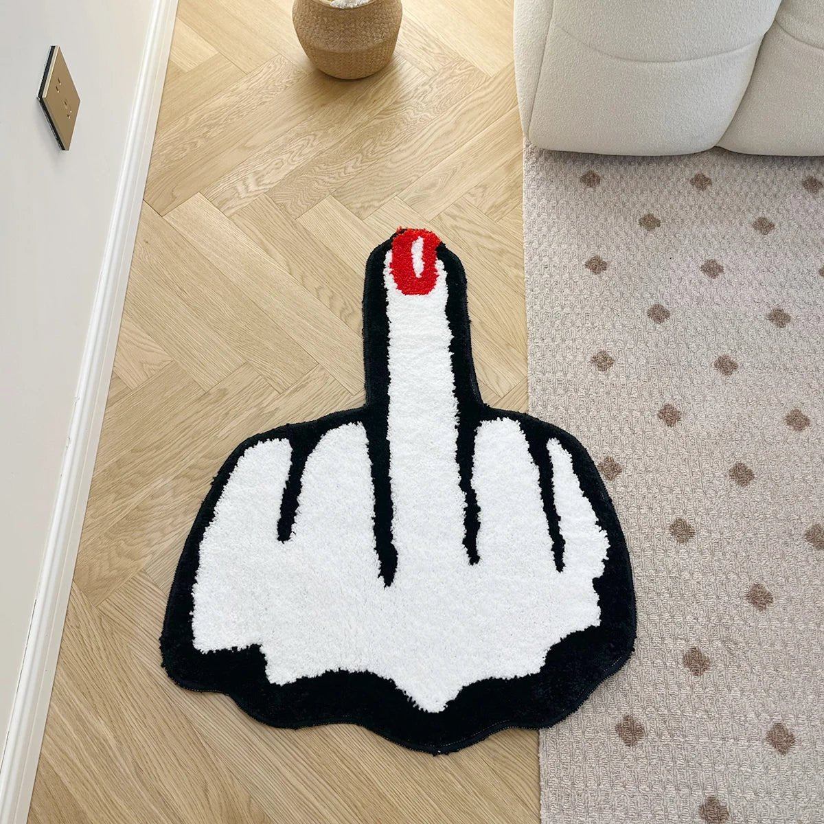 Red Middle Finger Shaped Rug - Teen Bedroom - TheRugGuy