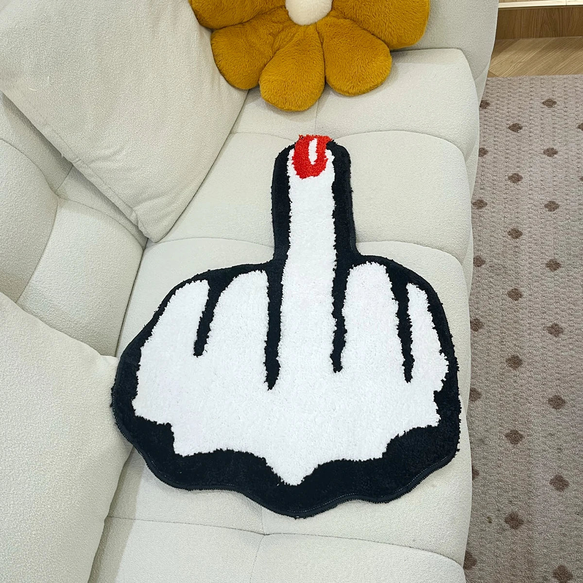 Red Middle Finger Shaped Rug - Teen Bedroom - TheRugGuy