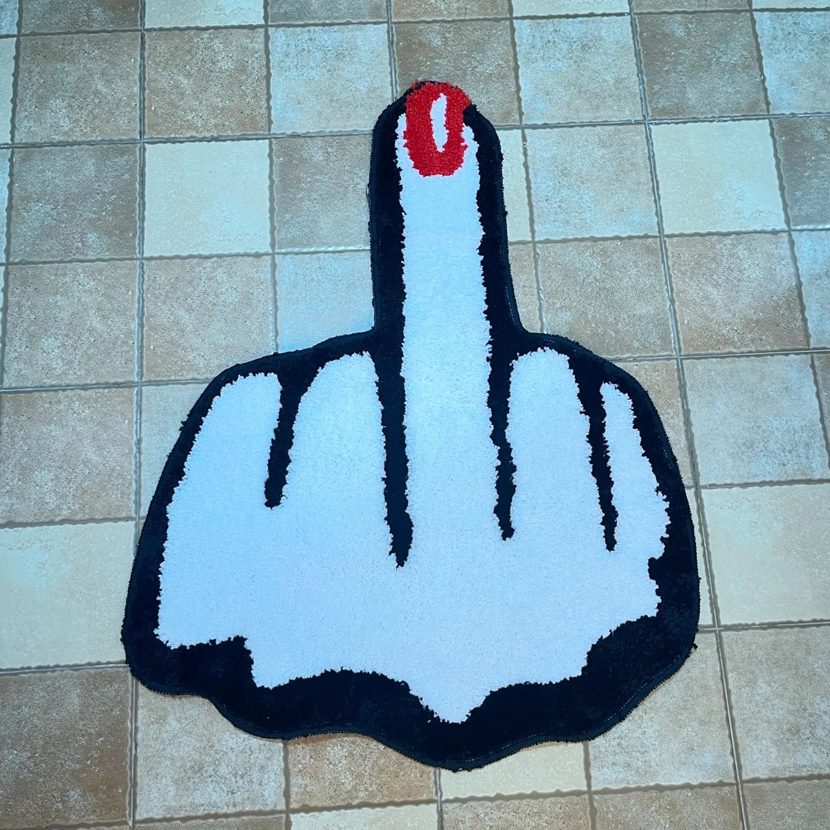 Red Middle Finger Shaped Rug - Teen Bedroom - TheRugGuy