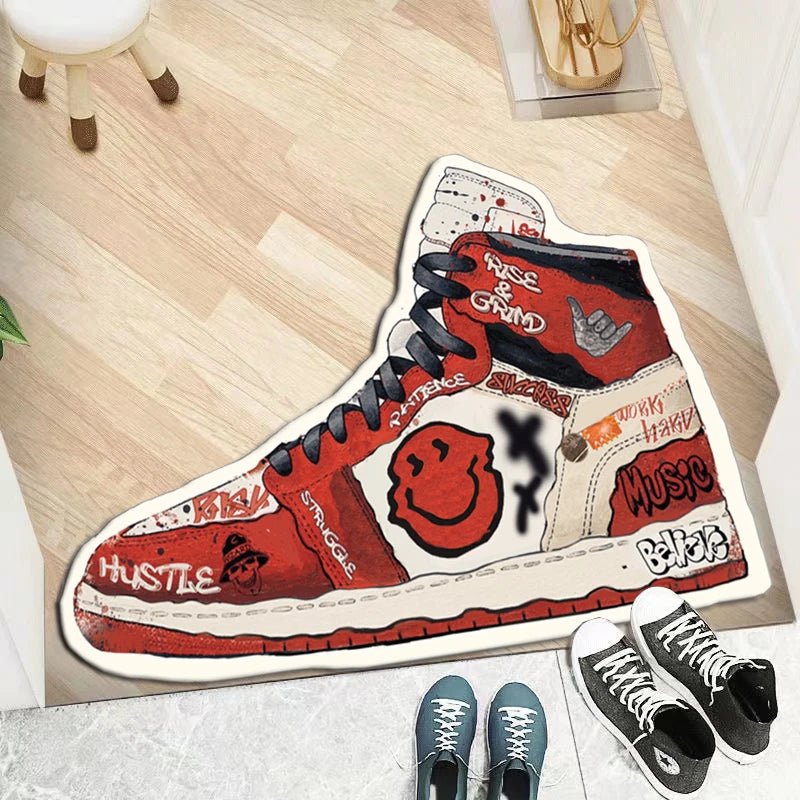 Red Tufted Air Jordan Sneaker Inspired Rug - TheRugGuy