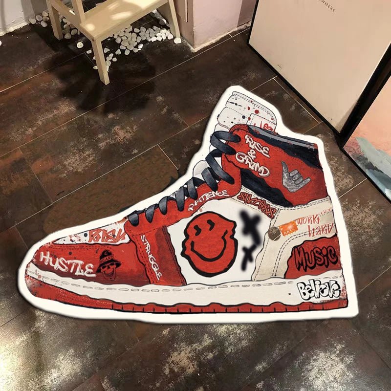 Red Tufted Air Jordan Sneaker Inspired Rug - TheRugGuy