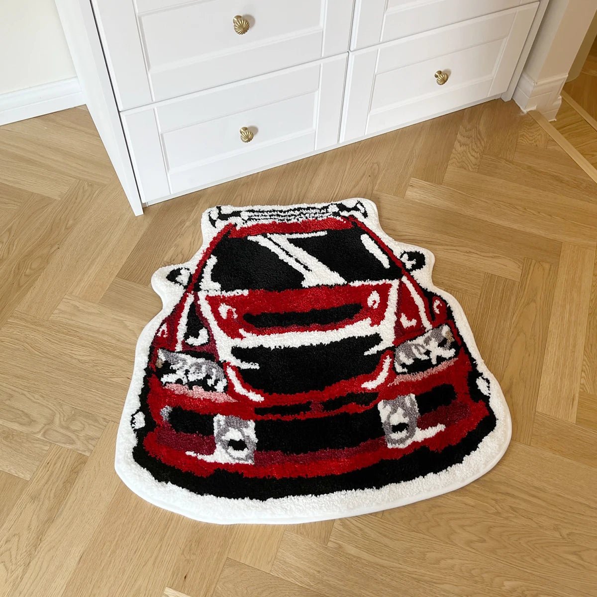 Red Tufted "Porsche 911 Car" Rug - TheRugGuy