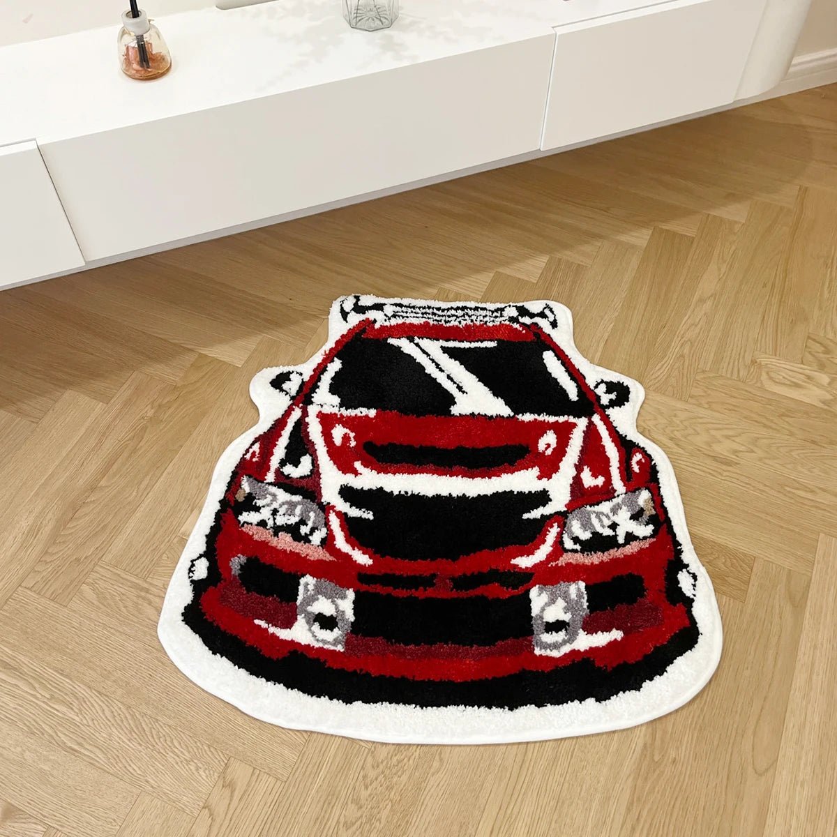 Red Tufted "Porsche 911 Car" Rug - TheRugGuy