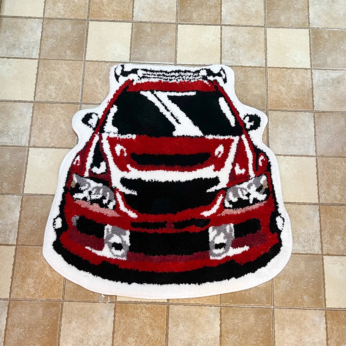 Red Tufted "Porsche 911 Car" Rug - TheRugGuy