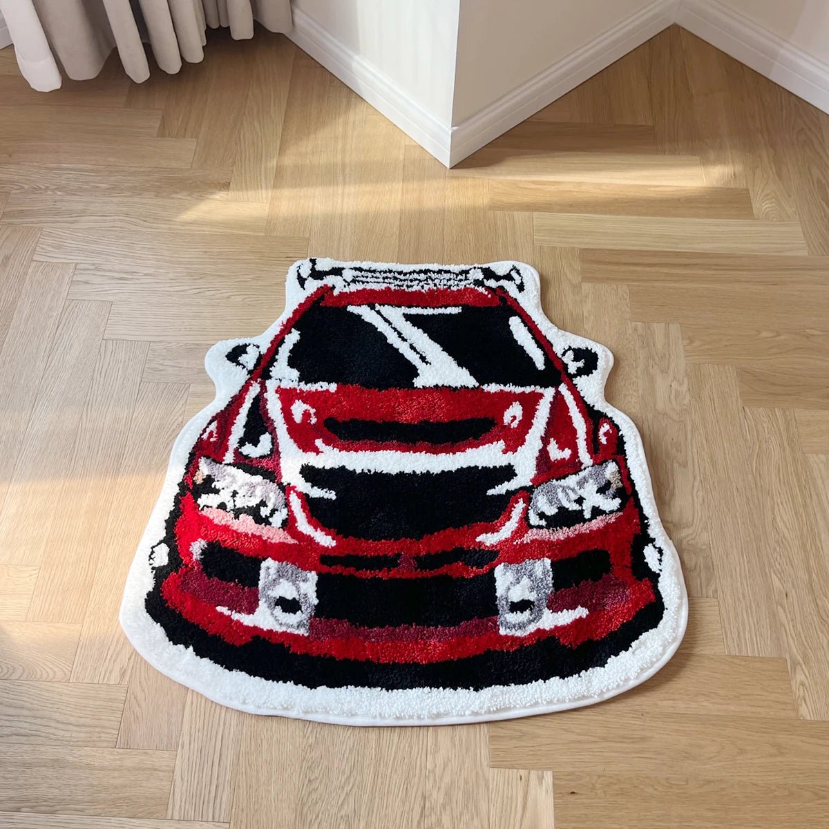 Red Tufted "Porsche 911 Car" Rug - TheRugGuy