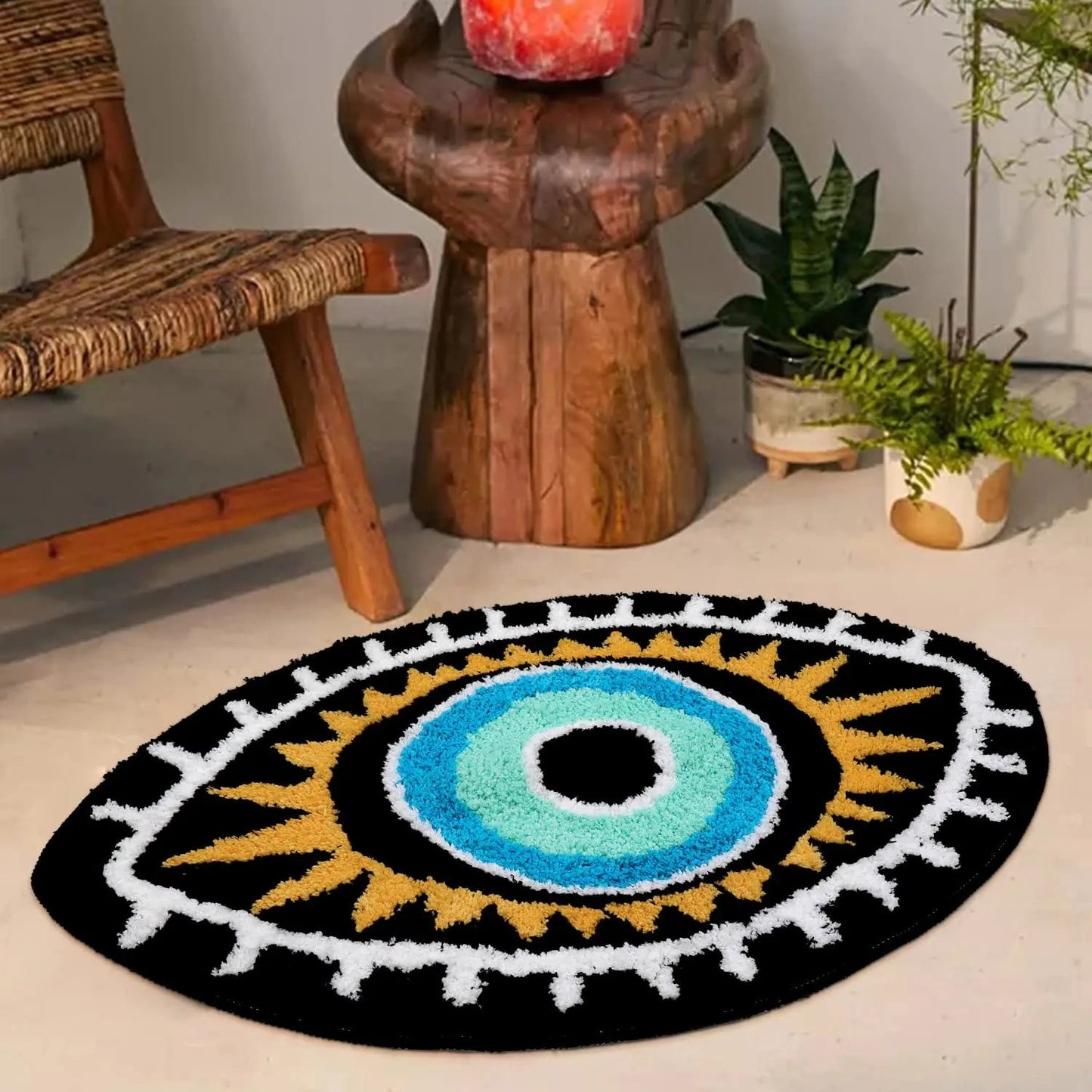 Turquoise and White Modern Tufted eye rug - TheRugGuy