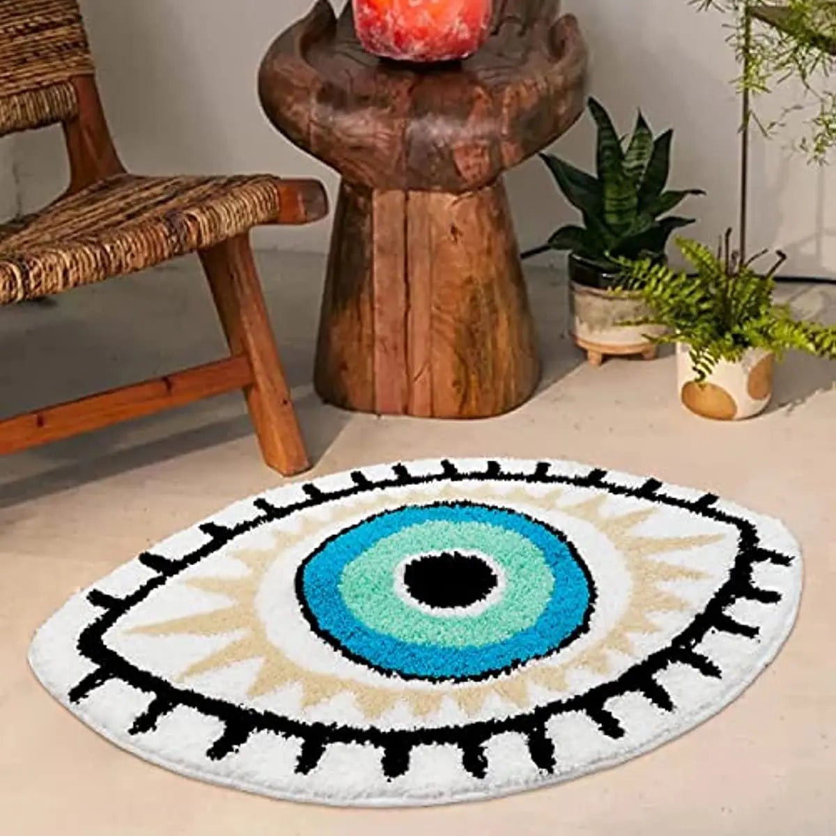 Turquoise and White Modern Tufted eye rug - TheRugGuy