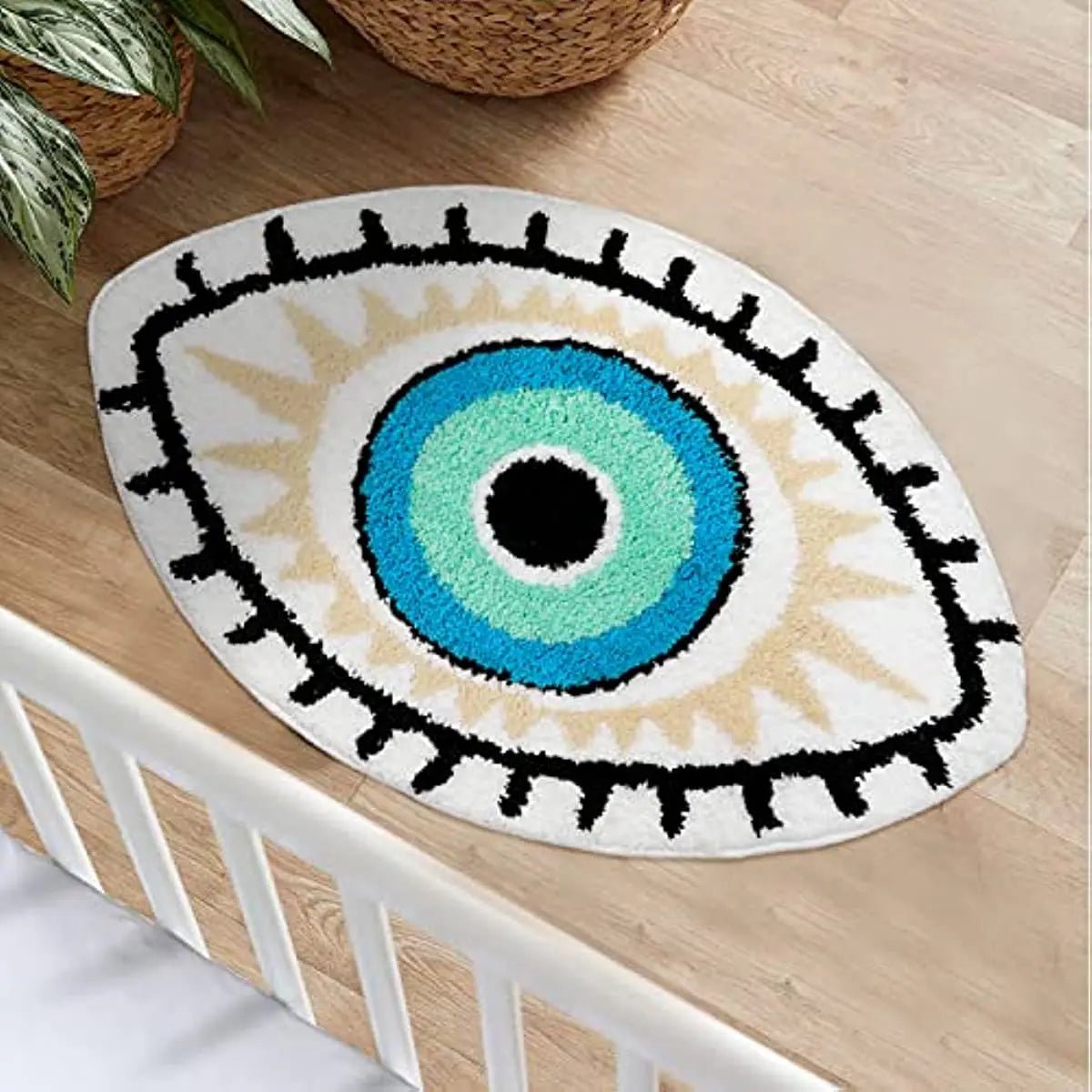 Turquoise and White Modern Tufted eye rug - TheRugGuy