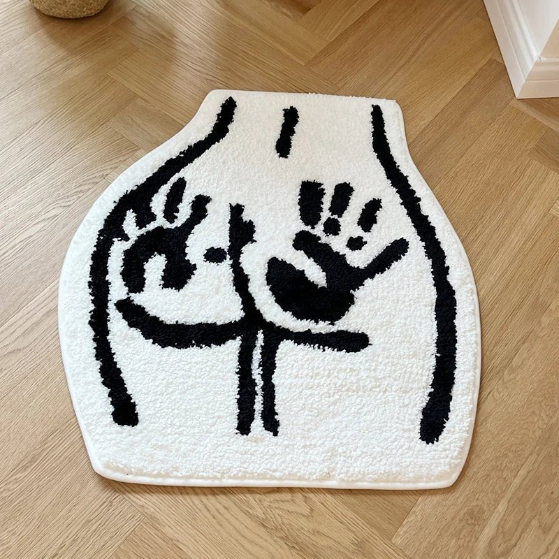 White and Black Tufted "Ass with Hand Marks" Rug - TheRugGuy