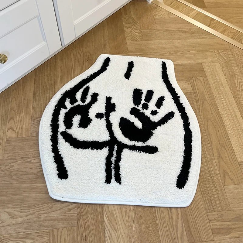 White and Black Tufted "Ass with Hand Marks" Rug - TheRugGuy