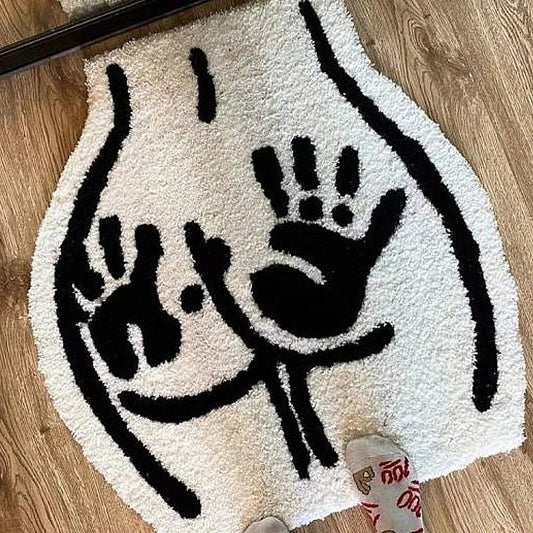 White and Black Tufted "Ass with Hand Marks" Rug - TheRugGuy