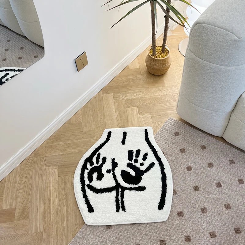 White and Black Tufted "Ass with Hand Marks" Rug - TheRugGuy