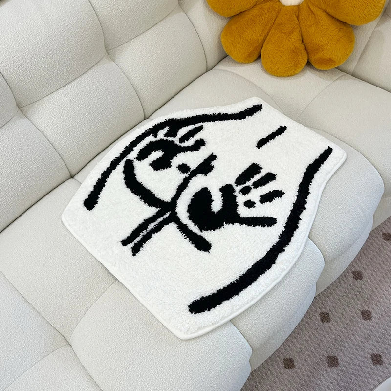 White and Black Tufted "Ass with Hand Marks" Rug - TheRugGuy