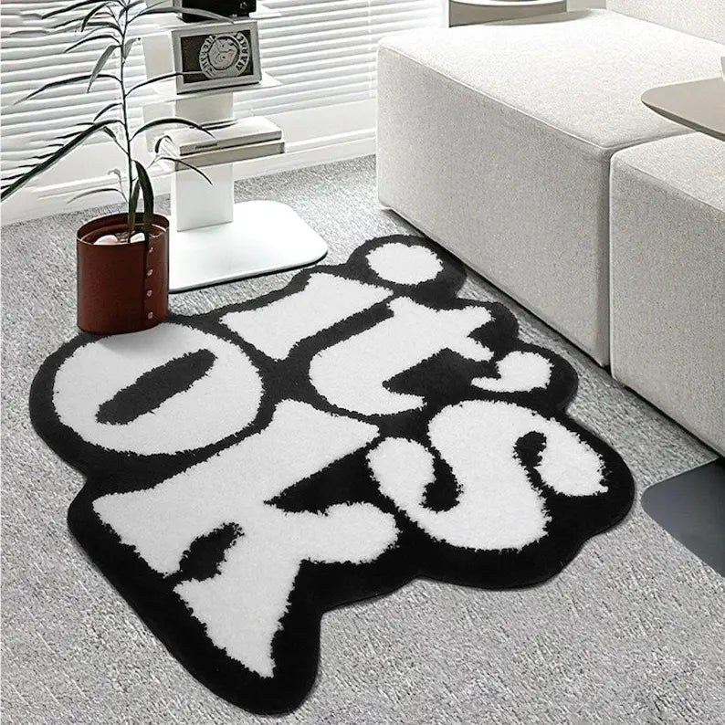 White and Black Tufted "It's ok" Quote Rug - TheRugGuy