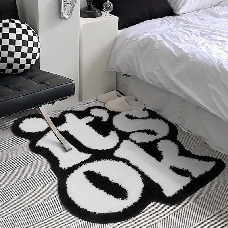 White and Black Tufted "It's ok" Quote Rug - TheRugGuy