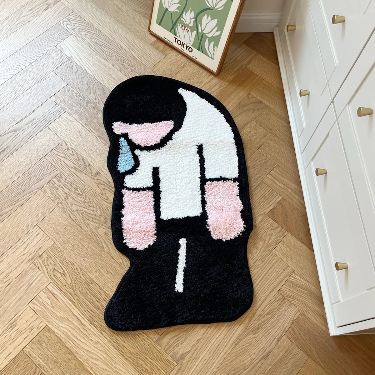 White and Pink Tufted Cartoon Rug - TheRugGuy