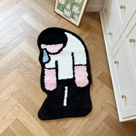 White and Pink Tufted Cartoon Rug - TheRugGuy