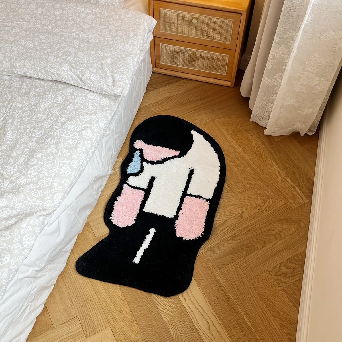 White and Pink Tufted Cartoon Rug - TheRugGuy