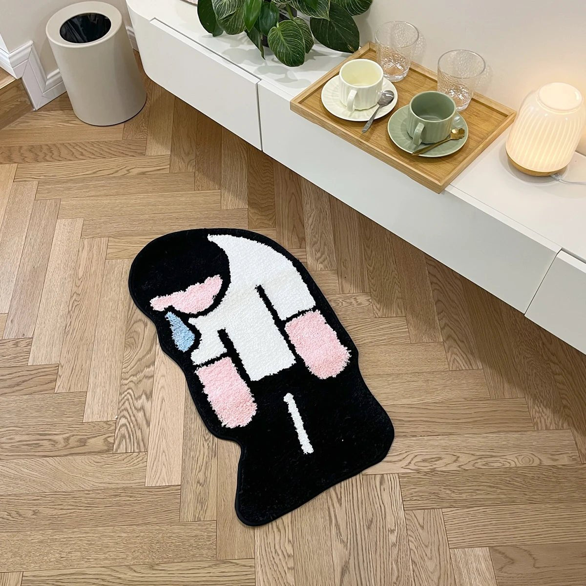 White and Pink Tufted Cartoon Rug - TheRugGuy