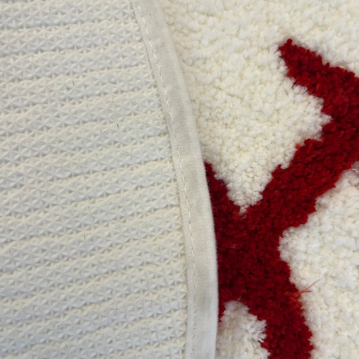 White and Red Tufted "Baseball" Rug - TheRugGuy